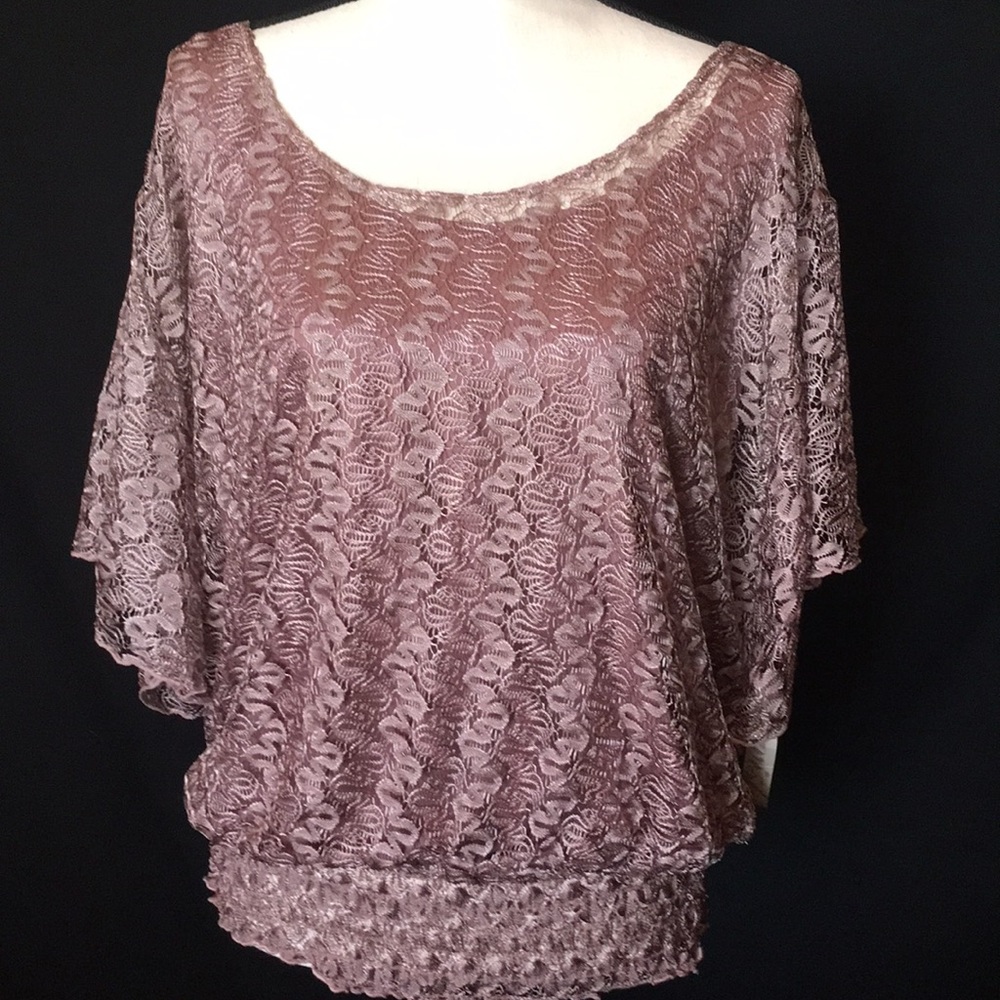 Lavish Mauve Lace Overlay Top